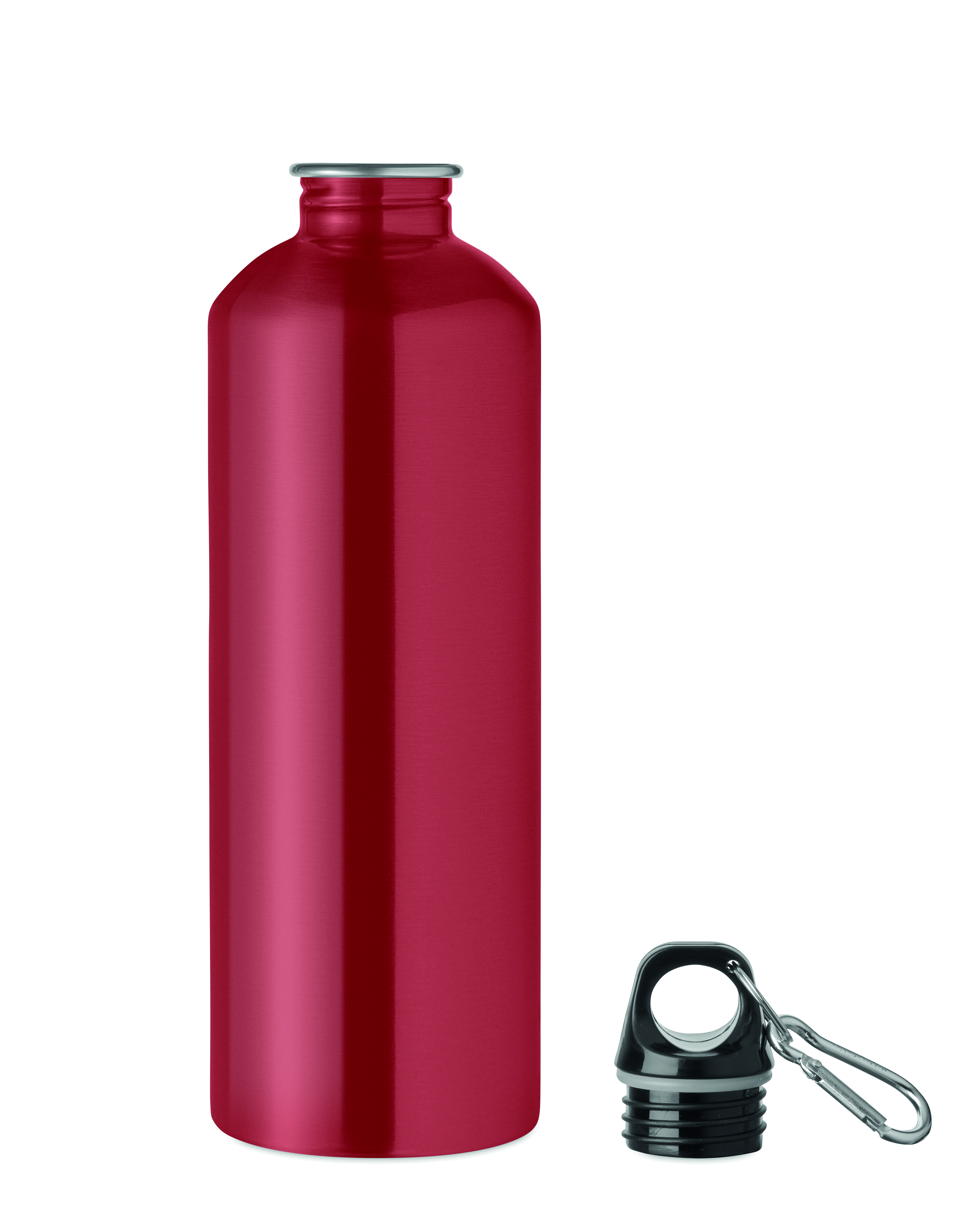 Edelstahl Trinkflasche 1000 ml einwandig mit Karabiner, bedruckbar