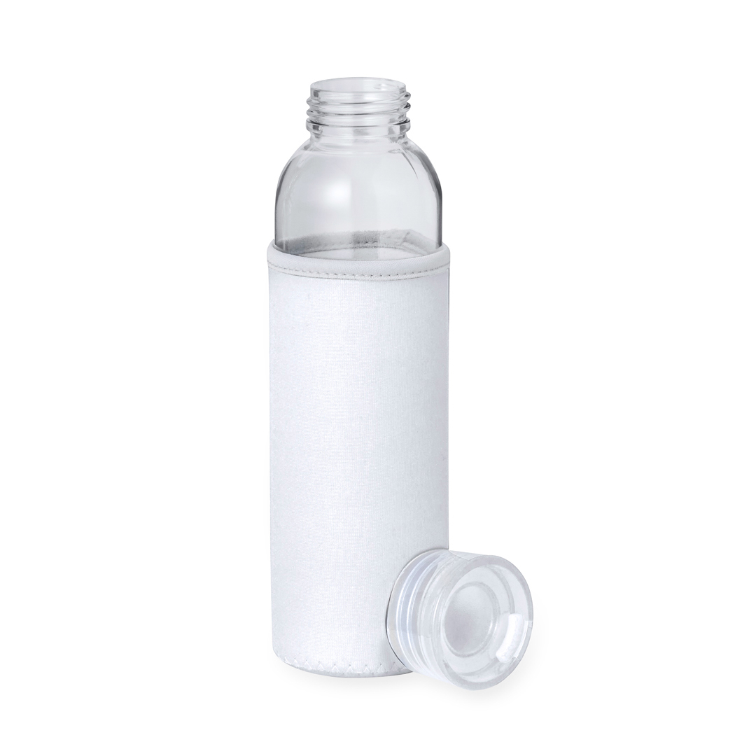 Trinkflasche Glas 500 ml mit Silikongriff & Softshell-Hülle, bedruckbar