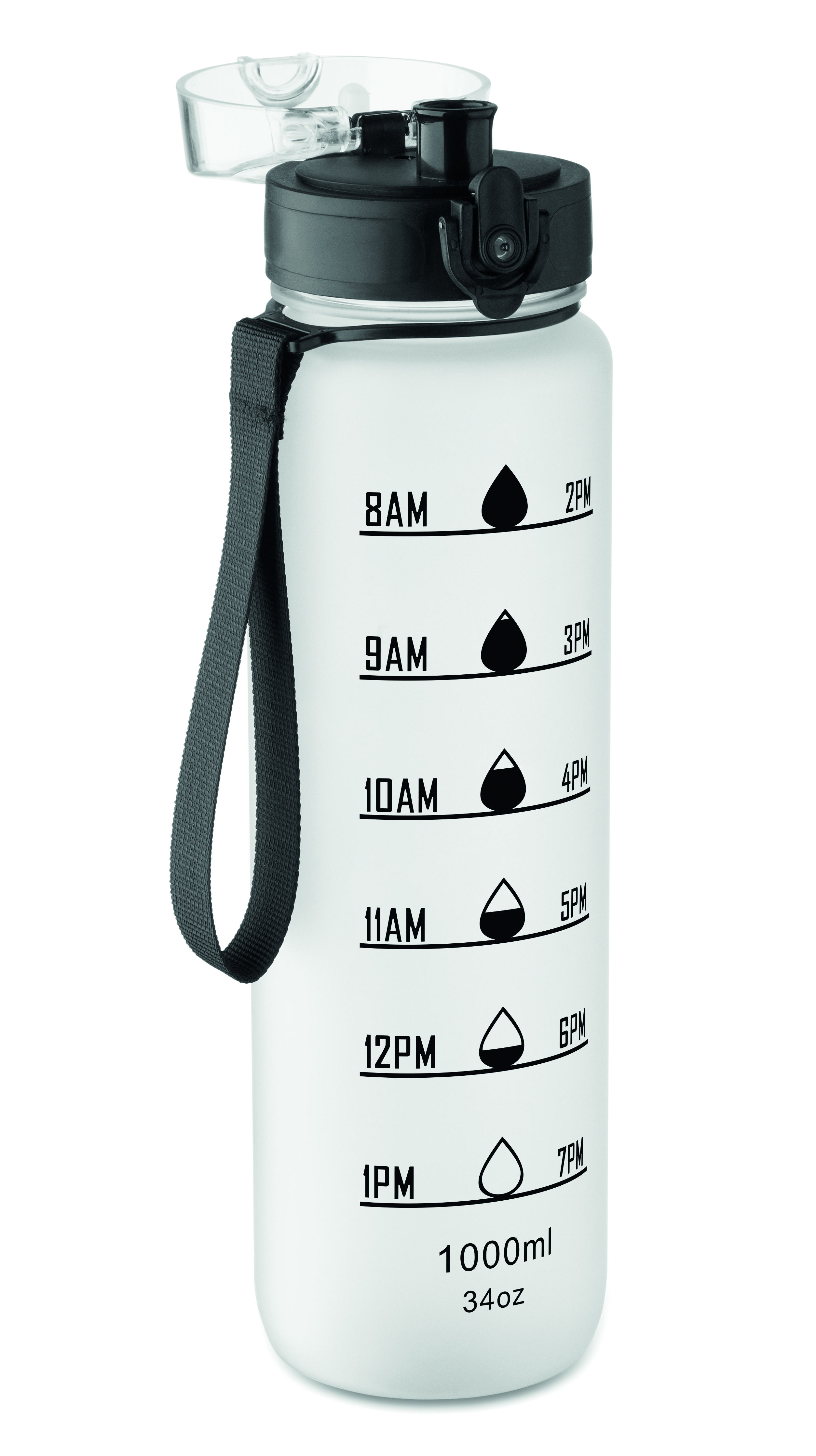 Sport-Trinkflasche RPET 1L ISFORDEN MARK – bedruckbar, mit Trageriemen