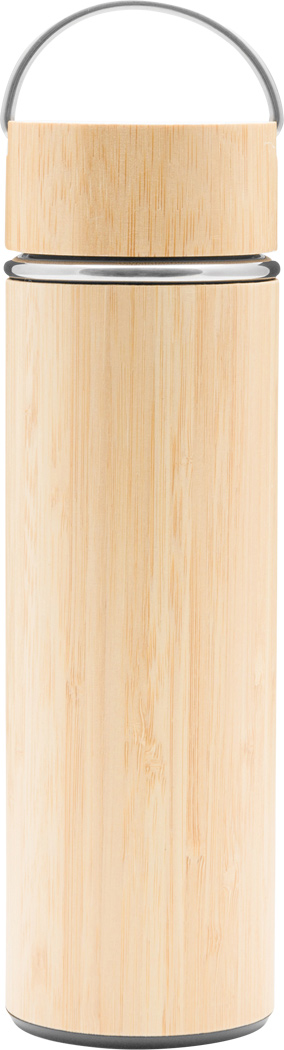 Isolierflasche BAMBOO HOT 400 ml Edelstahl mit Teesieb, bedruckbar