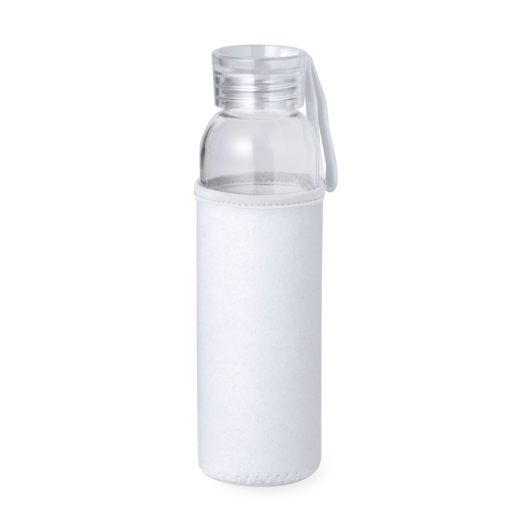 Trinkflasche Glas 500 ml mit Silikongriff & Softshell-Hülle, bedruckbar