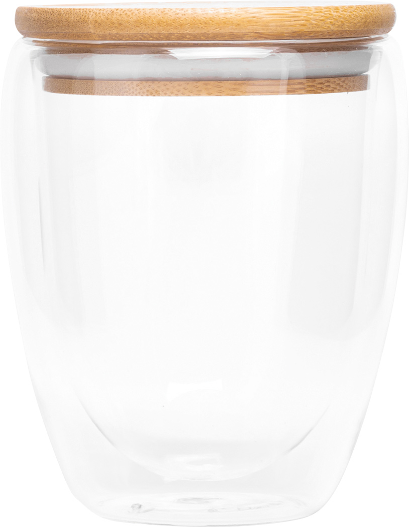 Doppelwandiges Glas BAMBOO ART M, ca. 350 ml, Bambusdeckel – bedruckbar